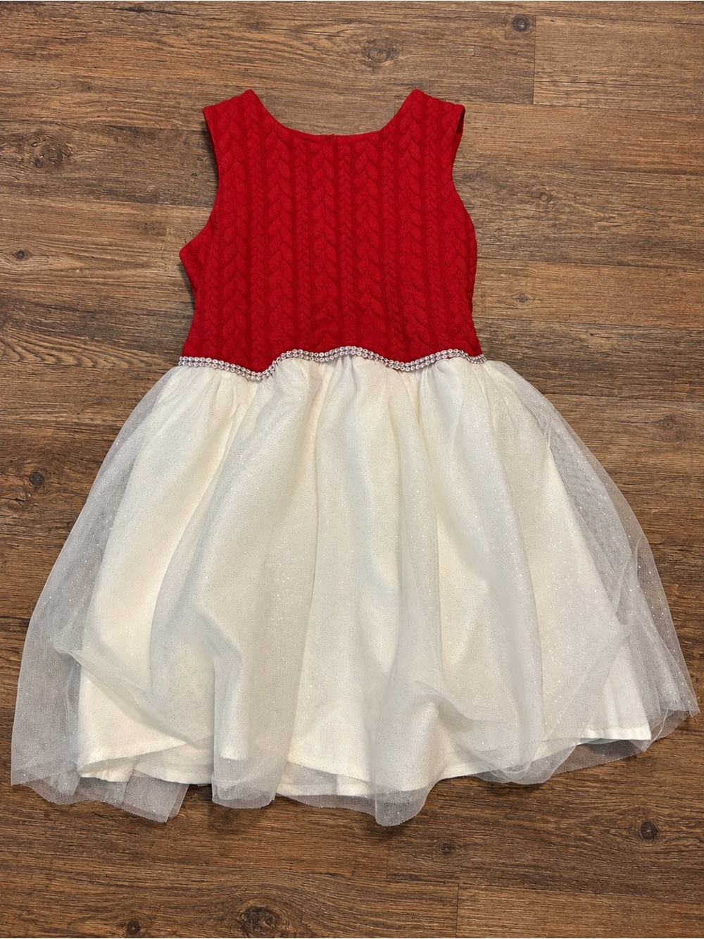 Blueberi Boulevard Red and Cream Tulle Party Dress